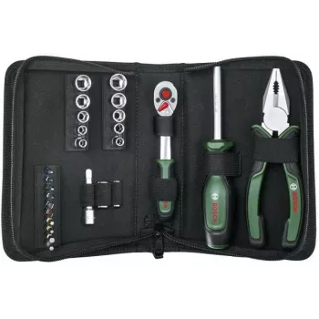 Bosch početni set alata, 26 komada (zeleno-crni, s tekstilnom torbicom na patentni zatvarač)