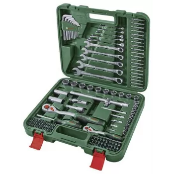 BOSCH POWERTOOLS DIY set alata od 134 komada u zelenom kuferu s ručnim alatom, bitovima, pričvrsnim materijalom i priborom