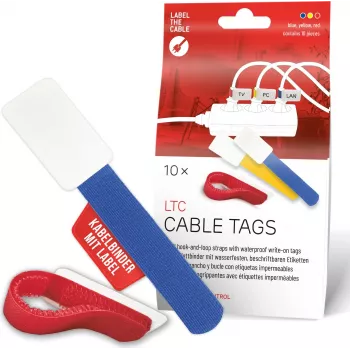 LABEL THE CABLE LTC 2630-10 višekratni set čičak vezica i etiketa za kabele, miješane veličine i boje, 10 komada