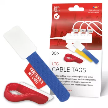 LABEL THE CABLE LTC 2630-30 Etikete za kabele s čičak-vezom i poljem za označavanje, mješoviti set od 30 dijelova