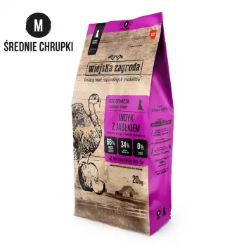 WZA WIEJSKA ZAGRODA puretina s jabukom Crunchy M - suha hrana za štenad - 20 kg