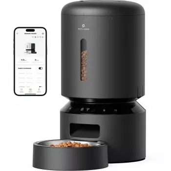 PETLIBRO Granary Wi-Fi Automatic Pet Feeder, 5L Smart Food Dispenser for Cats and Dogs, App Control, 10 Meals/Day, Voice Recording, Stainless Steel Bowl, Black