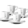 Bialetti RTATZ402 Espresso Cup Set, 4 Pieces, White Porcelain, 75 ml