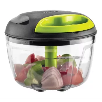 KHE KOHE 600 ml Manual Pull-Cord Vegetable Shredder, 3 Stainless Steel Blades, Green and Black