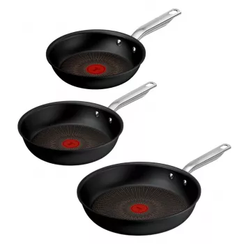 Tefal Experience aluminium pan set, 3-piece, black, 20/24/28 cm