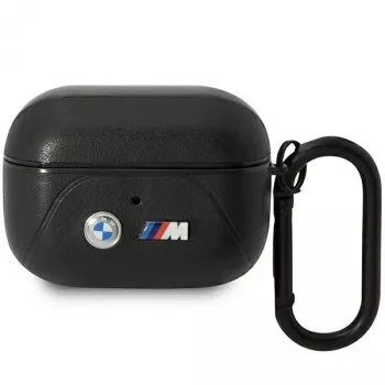 BMW kožna futrola za AirPods Pro s dizajnom zakrivljenih linija - crna