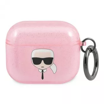 Karl Lagerfeld KLA3UKHGP Glitter Karl's Head futrola za AirPods 3 - ružičasta