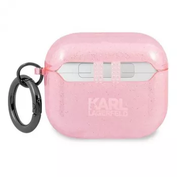 Karl Lagerfeld KLA3UKHGP Glitter Karl's Head futrola za AirPods 3 - ružičasta