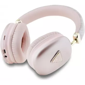GUESS PU kožne 4G Triangle Logo Bluetooth stereo slušalice ružičaste