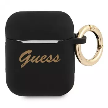 Guess GUA2SSSK futrola za AirPods 1/2 crna silikon Vintage Script