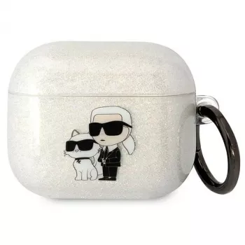 Karl Lagerfeld KLA3HNKCTGT futrola za AirPods 3 prozirna glitter Karl & Choupette