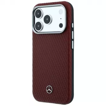 Mercedes kožna Semi Wrap MagSafe futrola s efektom drva za iPhone 18 Pro Max / 17 Pro Max - bordo