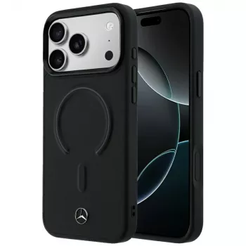 Mercedes kožna 3D MagSafe futrola za iPhone 18 Pro Max / 17 Pro Max - crna
