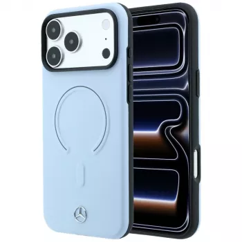 Mercedes kožna 3D MagSafe futrola za iPhone 18 Pro Max / 17 Pro Max - plava