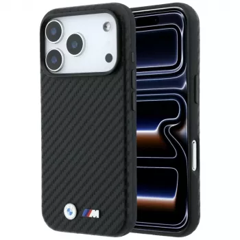 BMW M Carbon Metal Logo MagSafe Case for iPhone 18 Pro / 17 Pro – Black