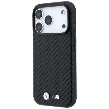 BMW M Carbon Metal Logo MagSafe Case for iPhone 18 Pro / 17 Pro – Black