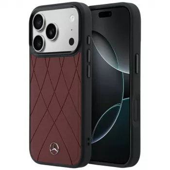 Mercedes kožna Crossed Lines MagSafe futrola za iPhone 18 Pro Max / 17 Pro Max – bordo