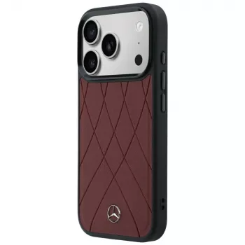 Mercedes kožna Crossed Lines MagSafe futrola za iPhone 18 Pro Max / 17 Pro Max – bordo