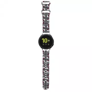 Hello Kitty univerzalna silikonska narukvica za pametne satove HKUWMSDIESK Heads & Stripes crna 20mm