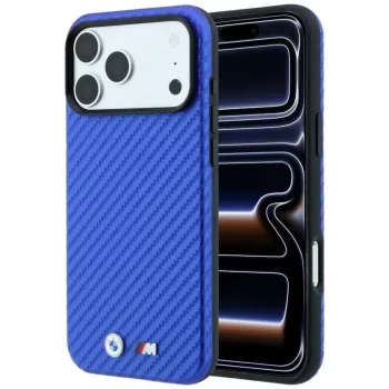 BMW M Carbon Metal Logo MagSafe Case for iPhone 18 Pro / 17 Pro - Blue