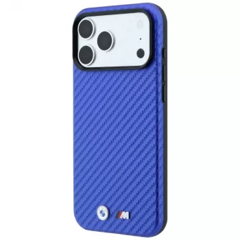 BMW M Carbon Metal Logo MagSafe Case for iPhone 18 Pro / 17 Pro - Blue