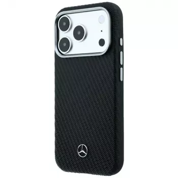 Mercedes kožna Semi Wrap s efektom drva MagSafe futrola za iPhone 18 Pro Max / 17 Pro Max - crna