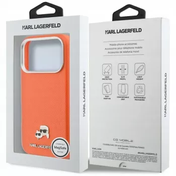Karl Lagerfeld Karl & Choupette Head Pins Saffiano MagSafe futrola za iPhone 17 Pro - narančasta
