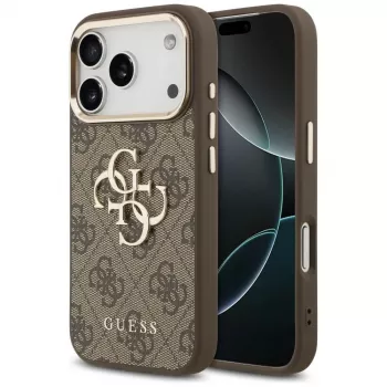 GUESS 4G Big Logo Classic futrola za mobitel za iPhone 17 Pro Max / 18 Pro Max - smeđa i zlatna