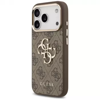 GUESS 4G Big Logo Classic futrola za mobitel za iPhone 17 Pro Max / 18 Pro Max - smeđa i zlatna