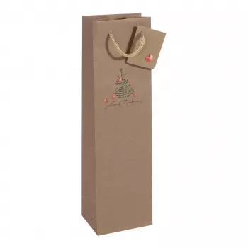 SIGEL GT042 božićne vrećice za darove za boce s motivom jabuke, 10 x 35 cm, kraft papir, 5 komada