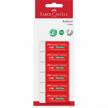 Faber-Castell gumica bez PVC-a 7095-20, pakiranje od 6 komada, bijela