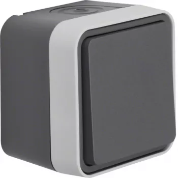 Hager WNC011 nadžbukni dvostruki prekidač, serija W.1, IP55, sivi