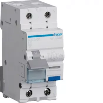 Hager ADC910D RCBO 2P 10A 30mA tip AC zaštitna strujna sklopka s nadstrujnom zaštitom