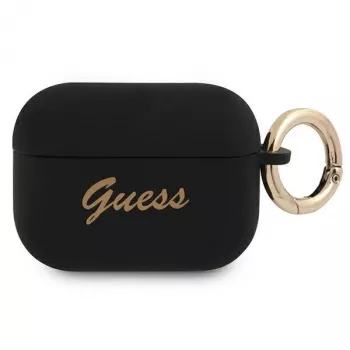 GUESS GUAPSSSK AirPods Pro maska crna silikonska Vintage Script