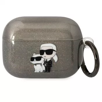 Karl Lagerfeld KLAPHNKCTGK AirPods Pro maska Glitter Karl & Choupette crna