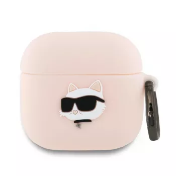 Karl Lagerfeld silikonska Choupette glava 3D maska za AirPods 4 - pink