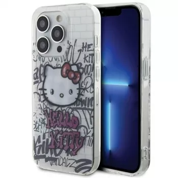 Hello Kitty HKHCP15LHDGPHT iPhone 15 Pro tvrda maska IML Kitty On Bricks Graffiti bijela