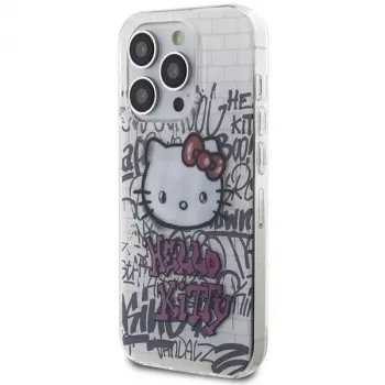Hello Kitty HKHCP15LHDGPHT iPhone 15 Pro tvrda maska IML Kitty On Bricks Graffiti bijela