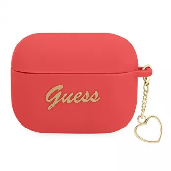 GUESS AirPods Pro maska crvena silikonska Charm Heart Collection