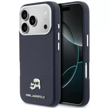 Karl Lagerfeld Karl & Choupette Head Pins Saffiano MagSafe maska za iPhone 17 Pro - plava