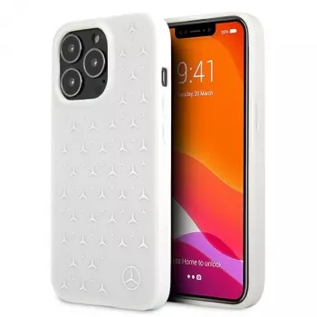 Mercedes-Benz MEHCP13LESPWH iPhone 13 Pro / 13 tvrda futrola srebrni uzorak zvijezda bijela