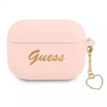 GUESS AirPods Pro futrola pink silikon Charm Heart Collection