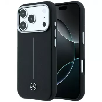 Mercedes kožna Semi Wrap Iconic Line MagSafe futrola za iPhone 18 Pro Max / 17 Pro Max - crna