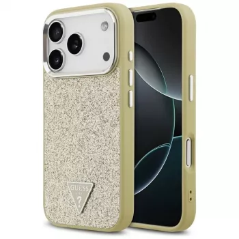 GUESS Glitter Triangle Logo MagSafe futrola za iPhone 17 Pro - zlatna