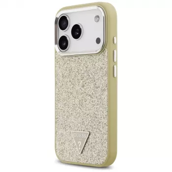 GUESS Glitter Triangle Logo MagSafe futrola za iPhone 17 Pro - zlatna