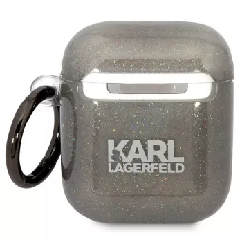 Karl Lagerfeld KLA2HNKCTGK AirPods 1/2 futrola crna s gliterom Karl & Choupette