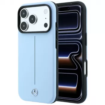 Mercedes kožna Semi Wrap Iconic Line MagSafe futrola za iPhone 18 Pro / 17 Pro - plava