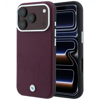 BMW Signature Collection koso utisnuta slova MagSafe futrola za iPhone 15 Pro - bordo