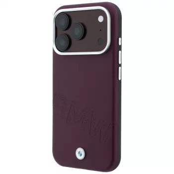 BMW Signature Collection koso utisnuta slova MagSafe futrola za iPhone 15 Pro - bordo