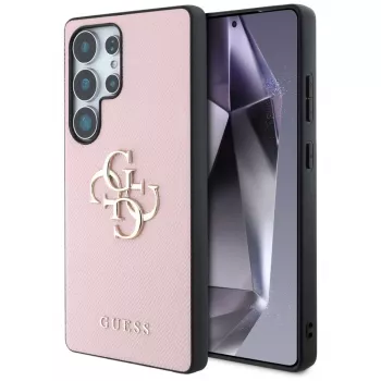 GUESS Grained Big 4G Logo Small Classic Logo futrola za Samsung Galaxy S25 Ultra - ružičasta